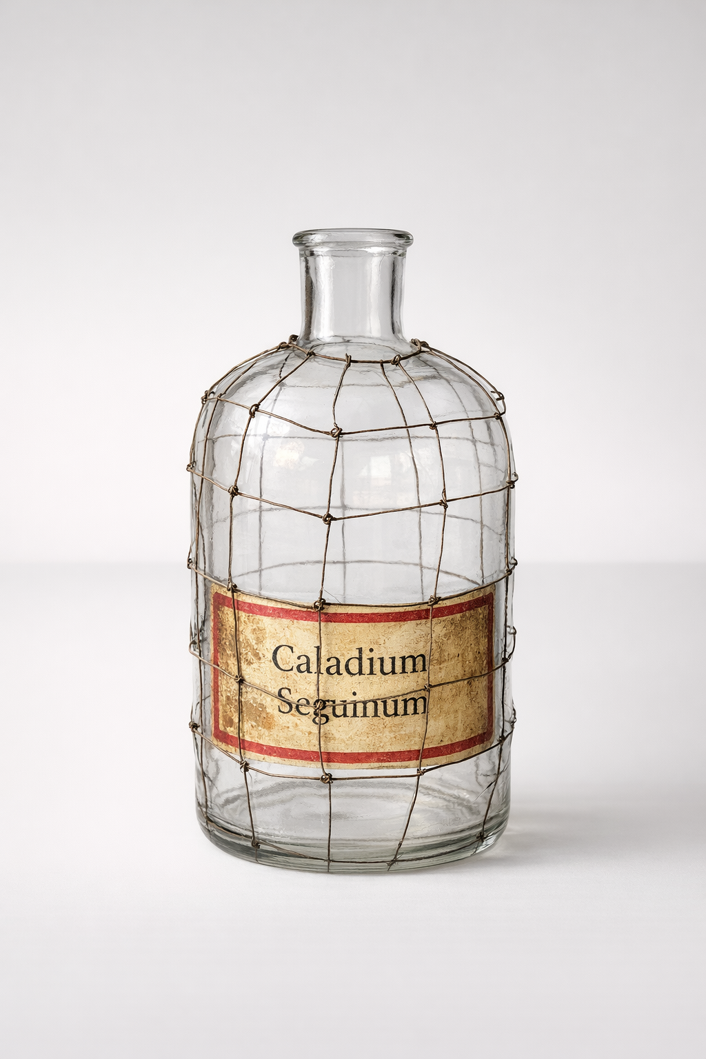 Wire Vintage Glass Bottle With Label