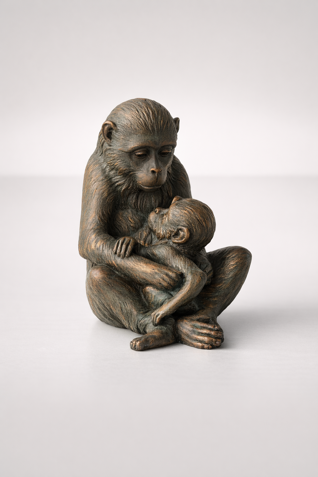 Resin Monkey With Baby