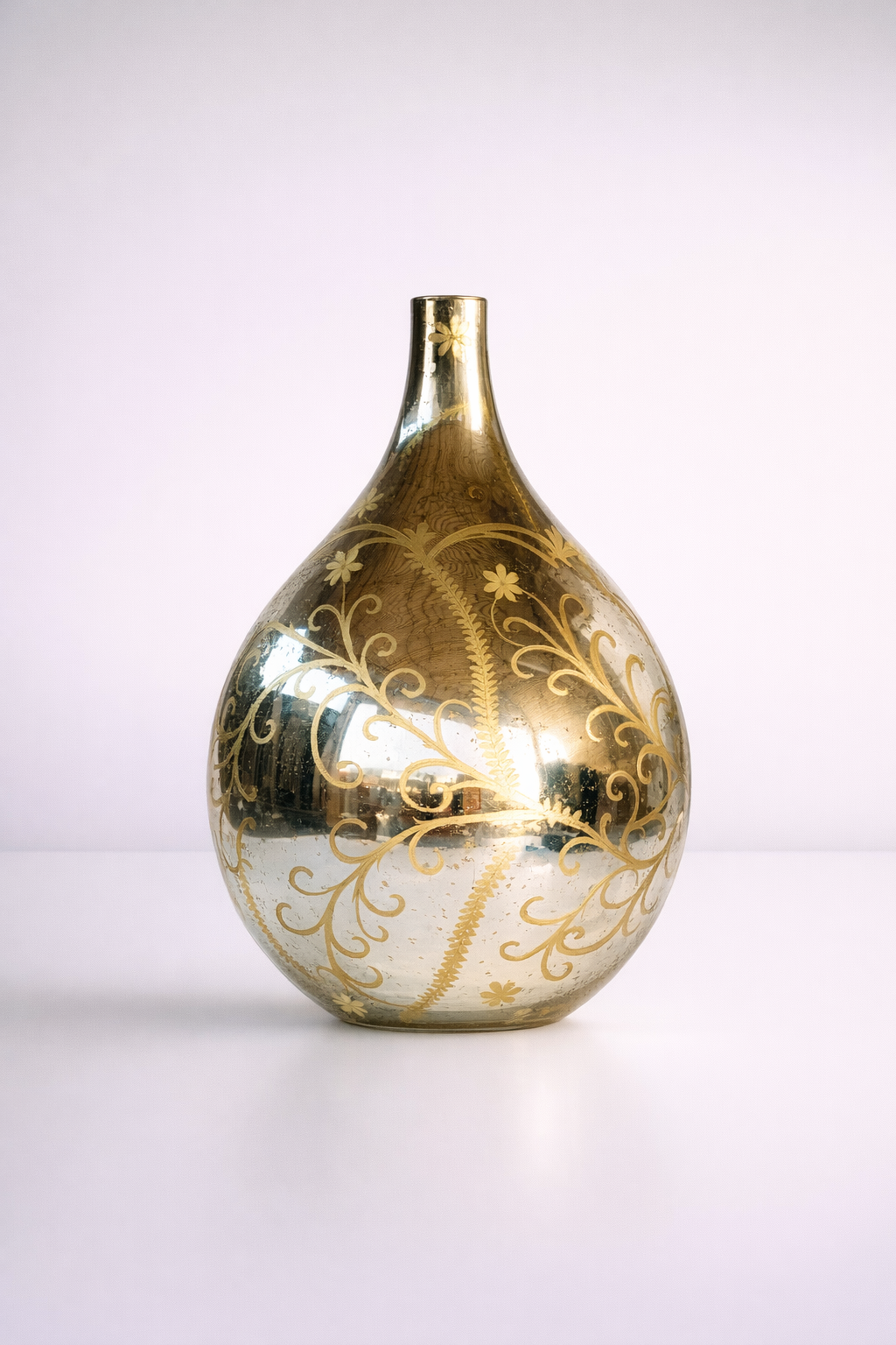 Silver & Gold Etched Glass Vase