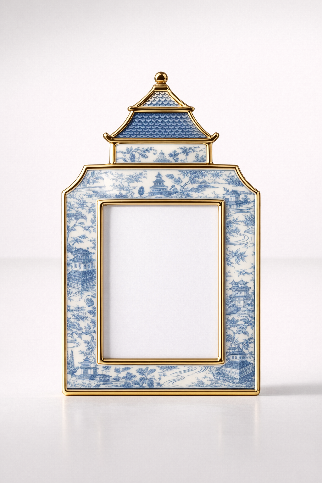 Blue Toile Pagoda Photo Frame