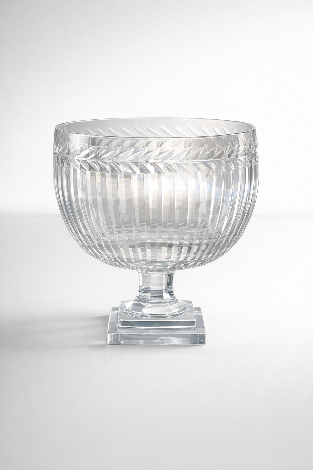 Large Leaf Cut Glass Bowl