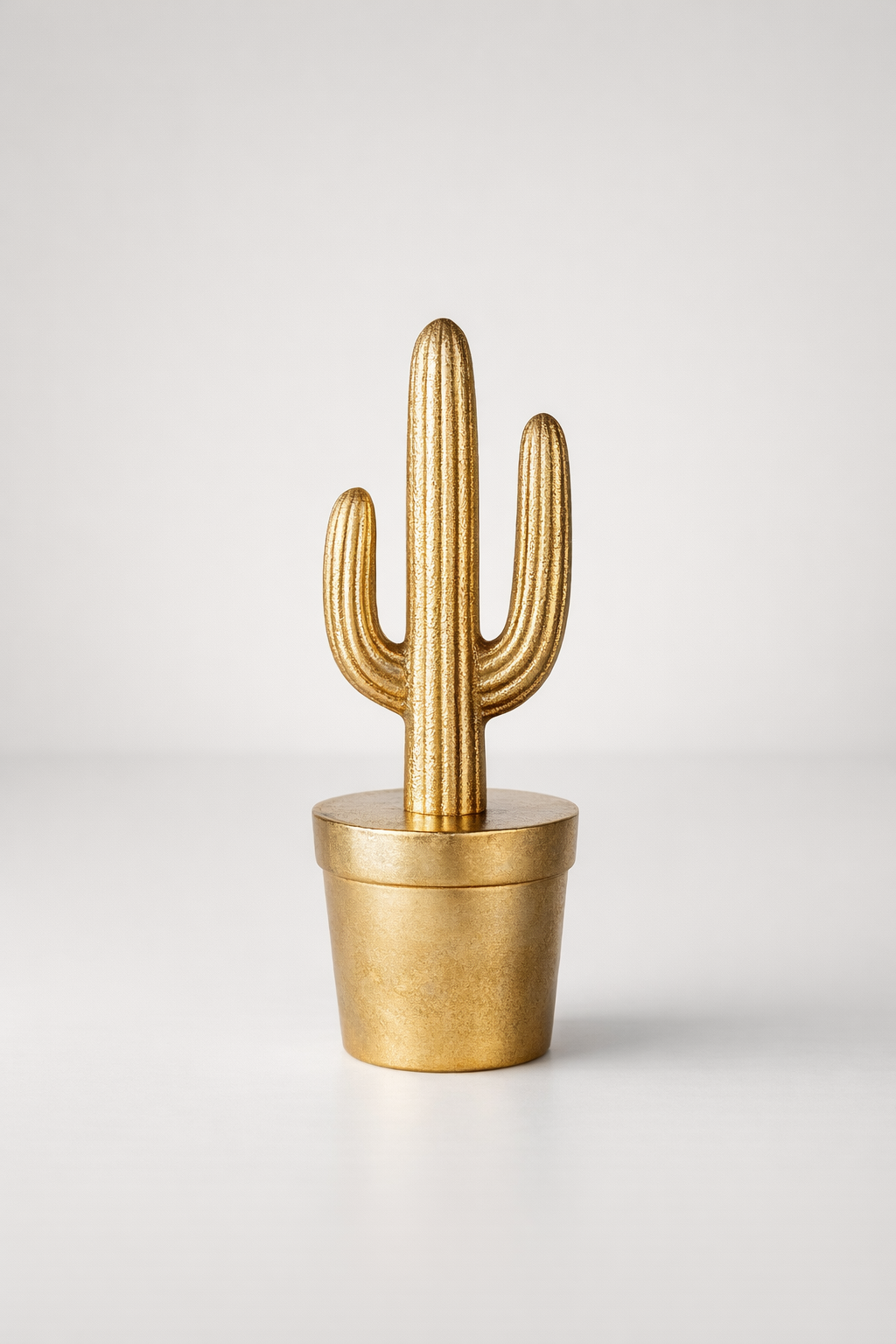 Gold Cactus Pot With Lid