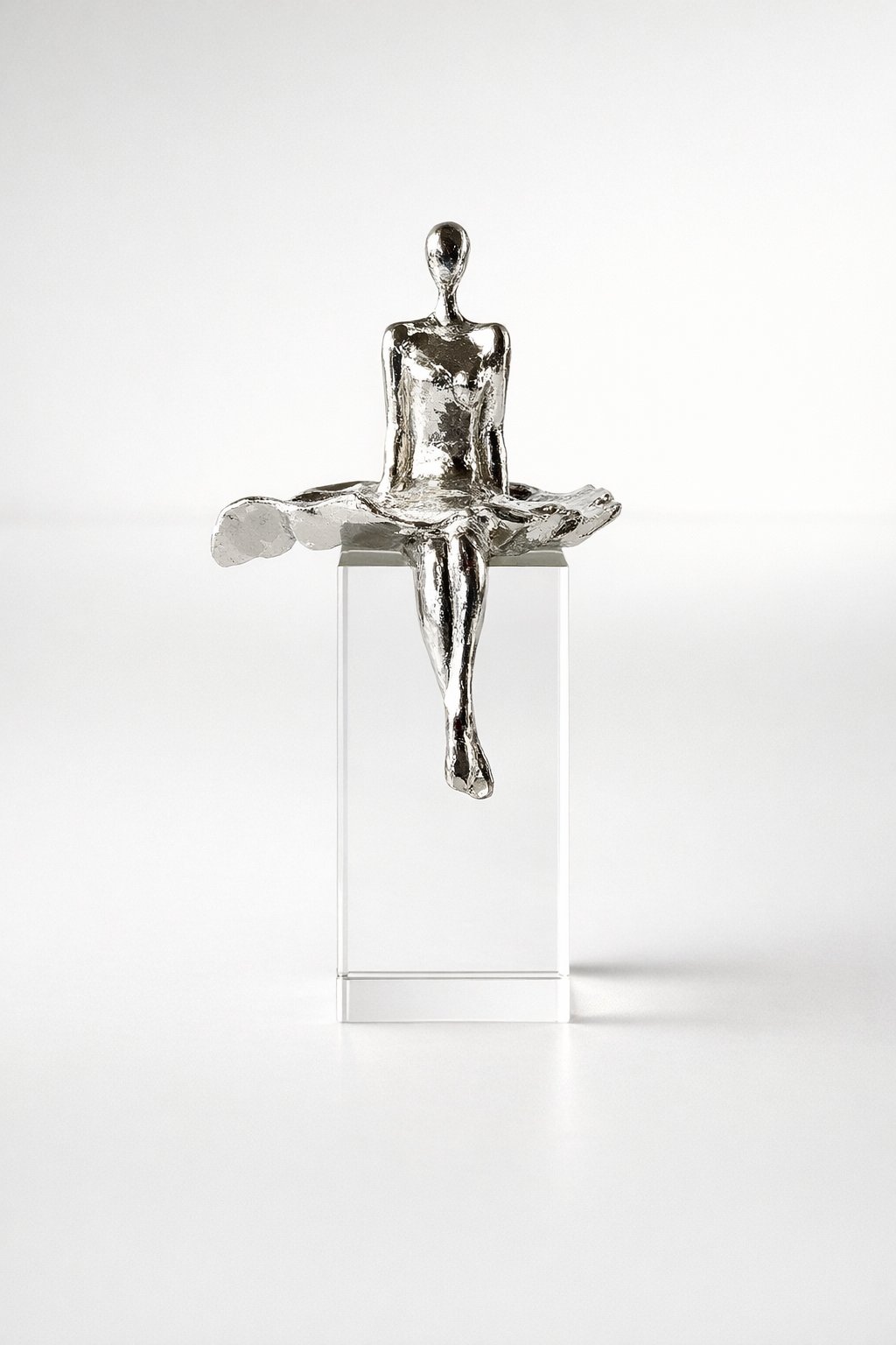 Silver Ballerina On Crystal Base