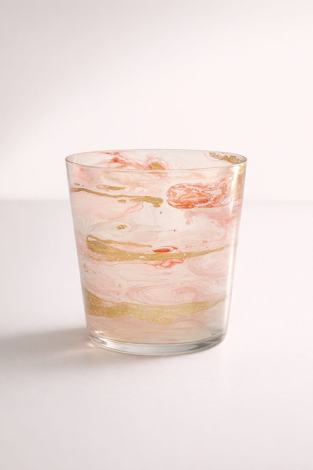 Glass Pink & Gold Glass Vase