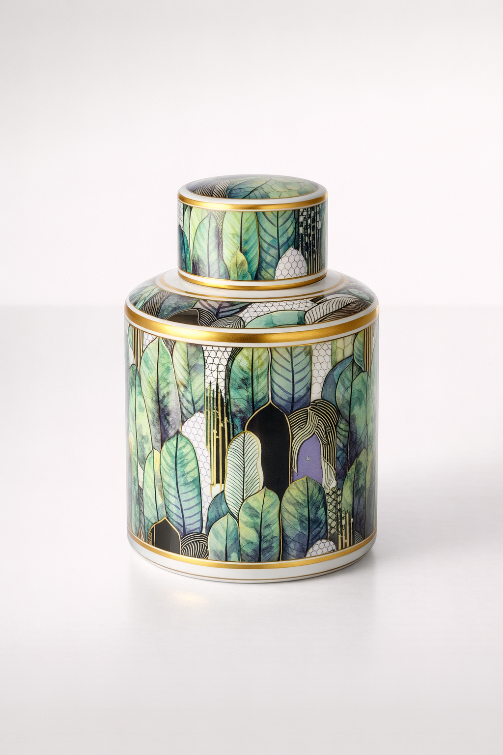 Mauve & Green Jar With Lid