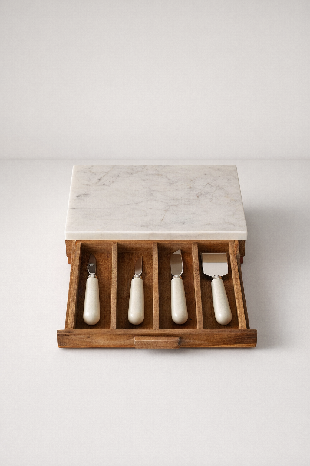 Marble & Wood Cheese Knife Box & Board