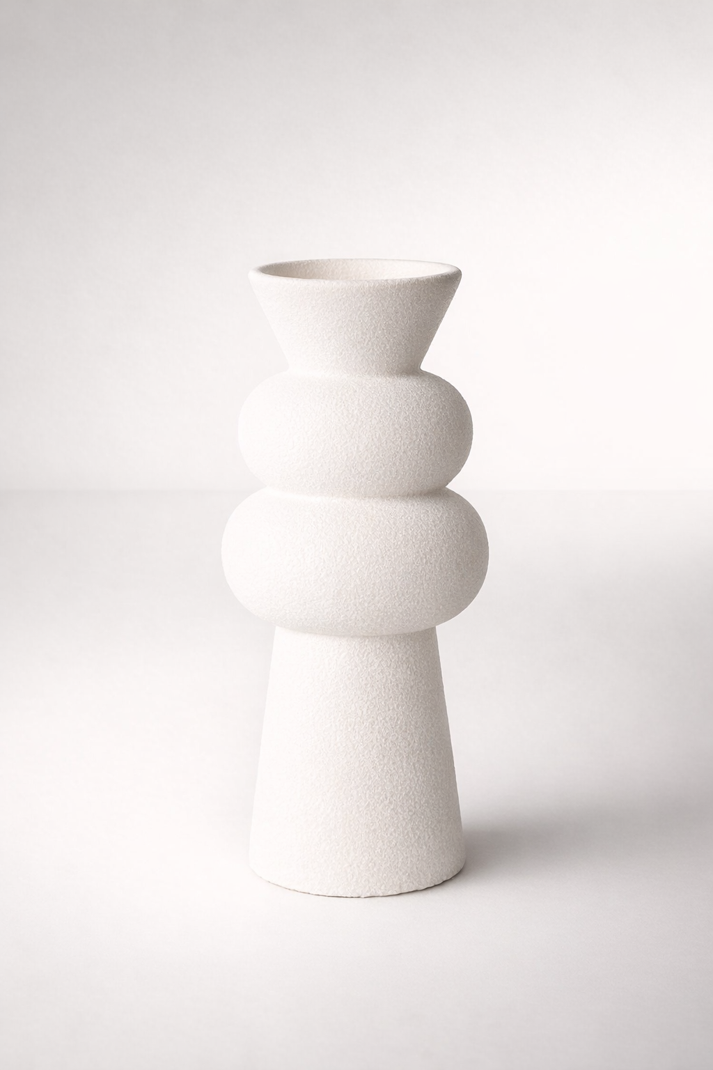 Tall White Ceramic Shaped Vase