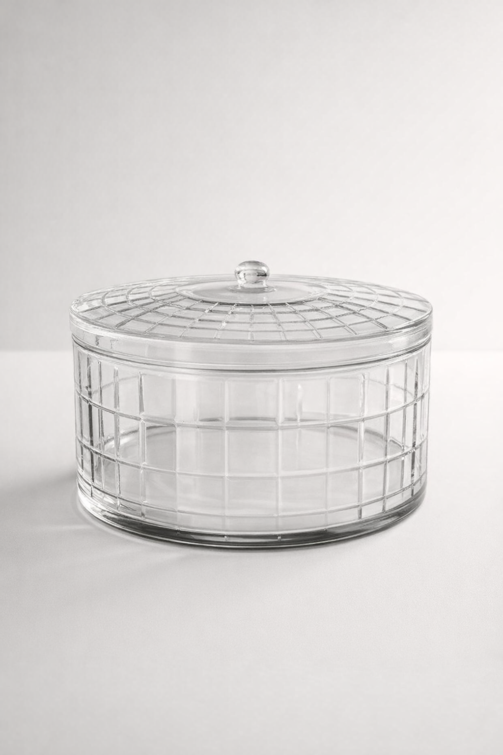 Large Round Glass Etched Candy Jar