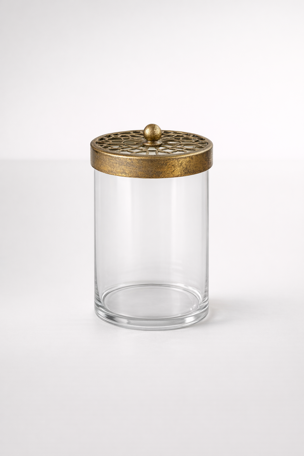 Medium Glass Jar With Gold Filigree Lid