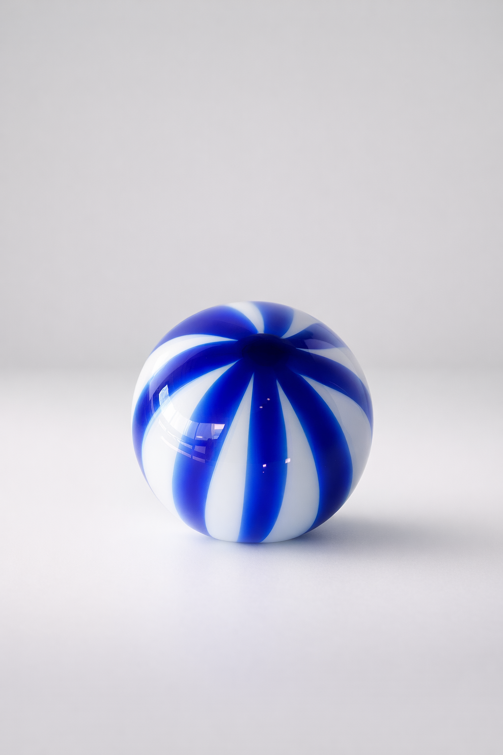 Blue & White Striped Glass Ball