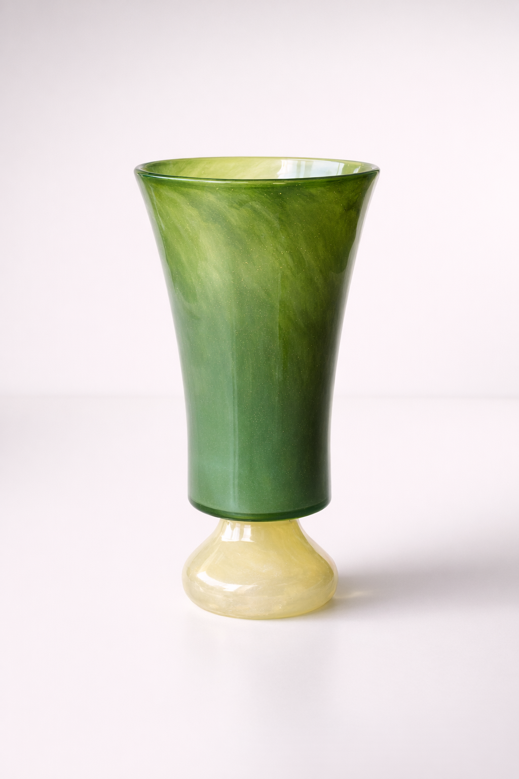 Tall Green & Yellow Glass Vase