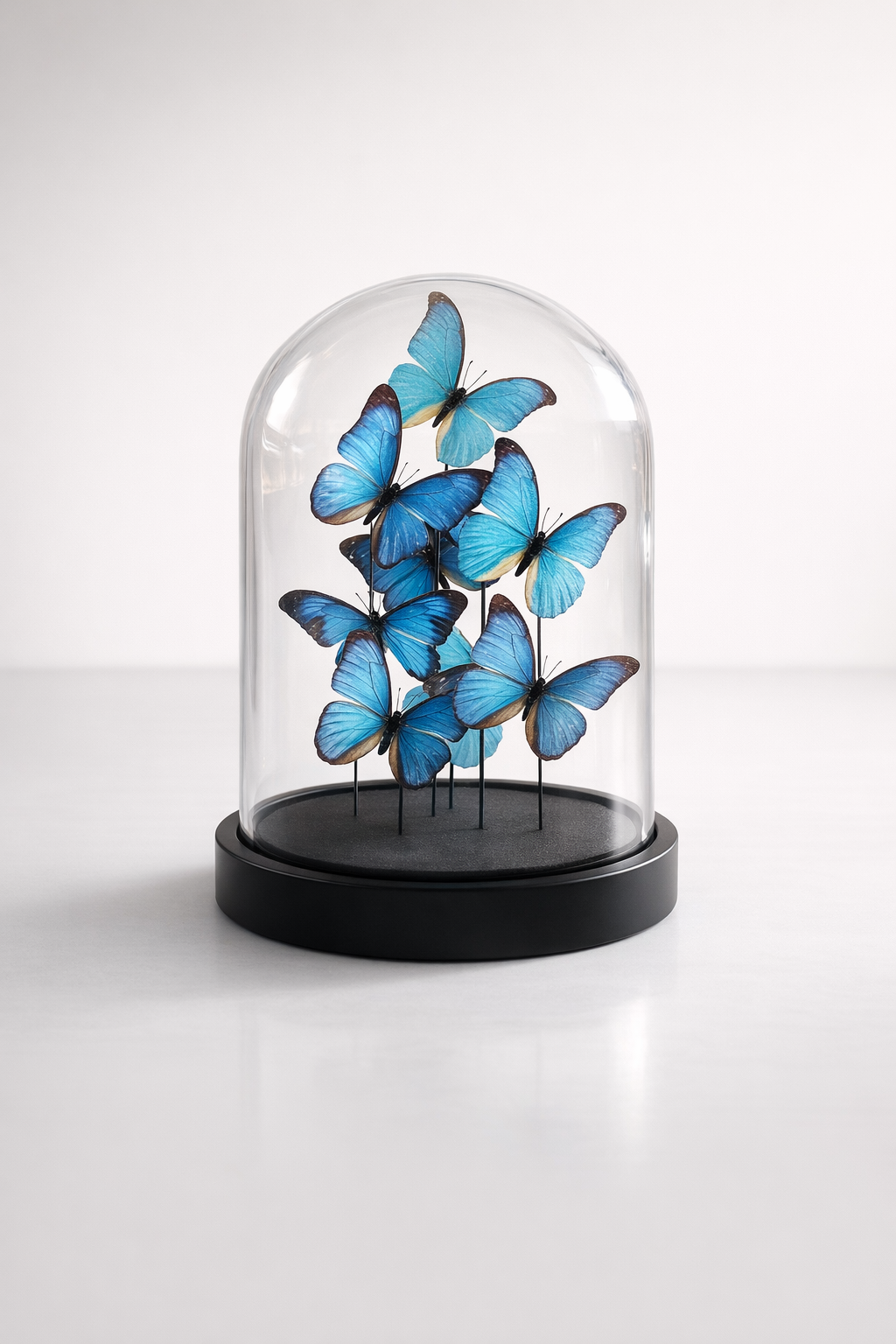 Medium Glass Dome Blue Butterflies
