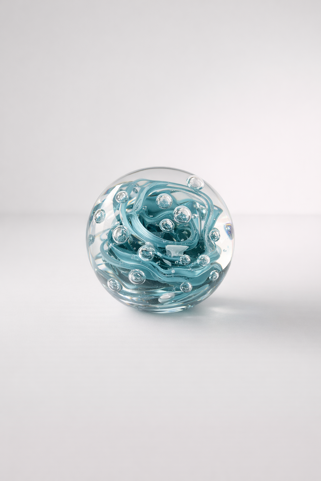 Large Blue & Clear Glass Paper Weight