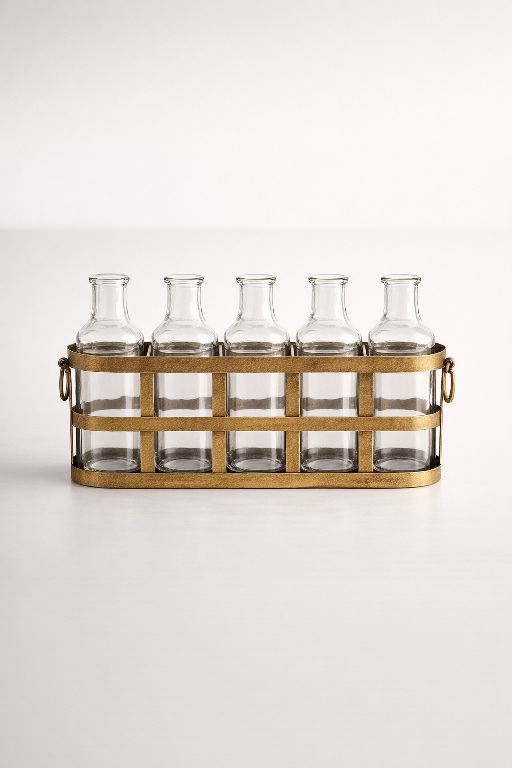 5 Glass Bottles In Stand