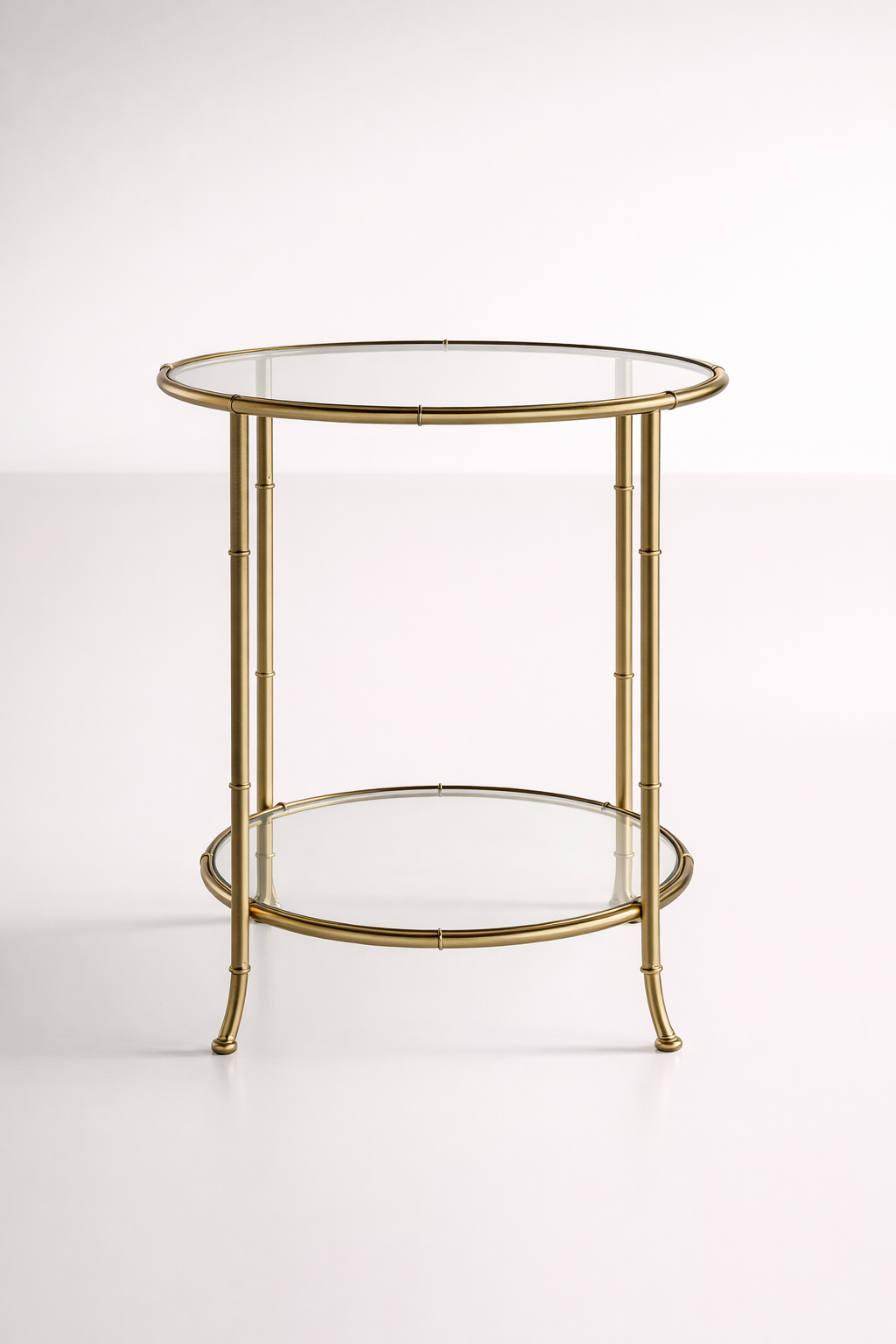 Gold 2 Tier Round Glass Table