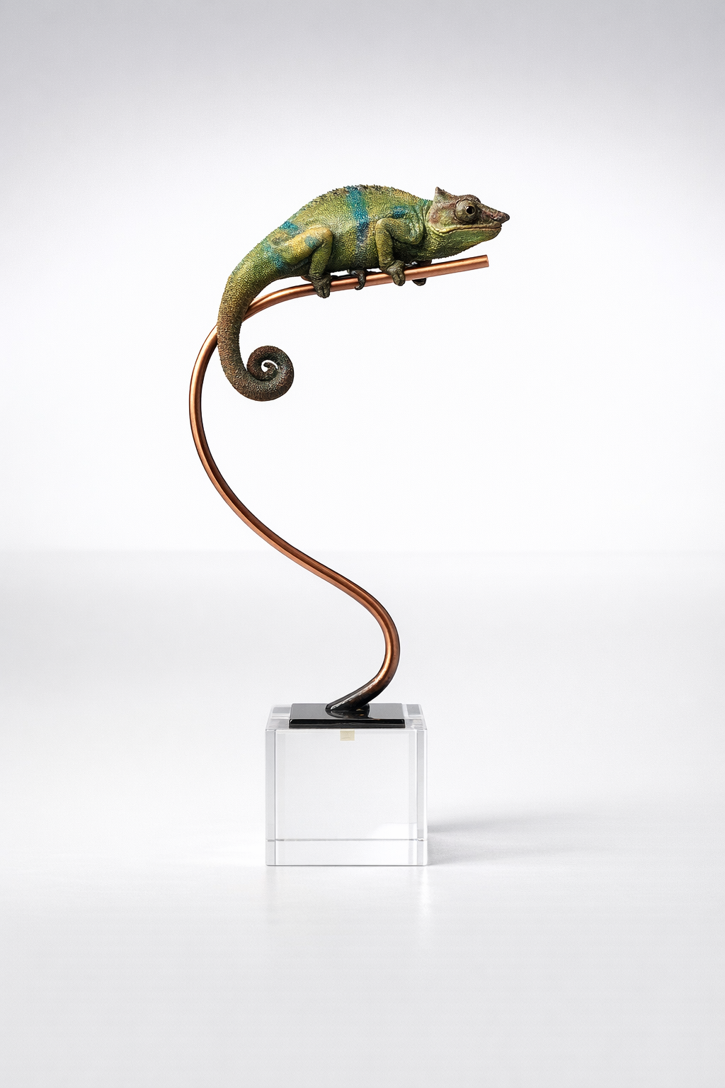 Blue & Green Chameleon On Crystal Base