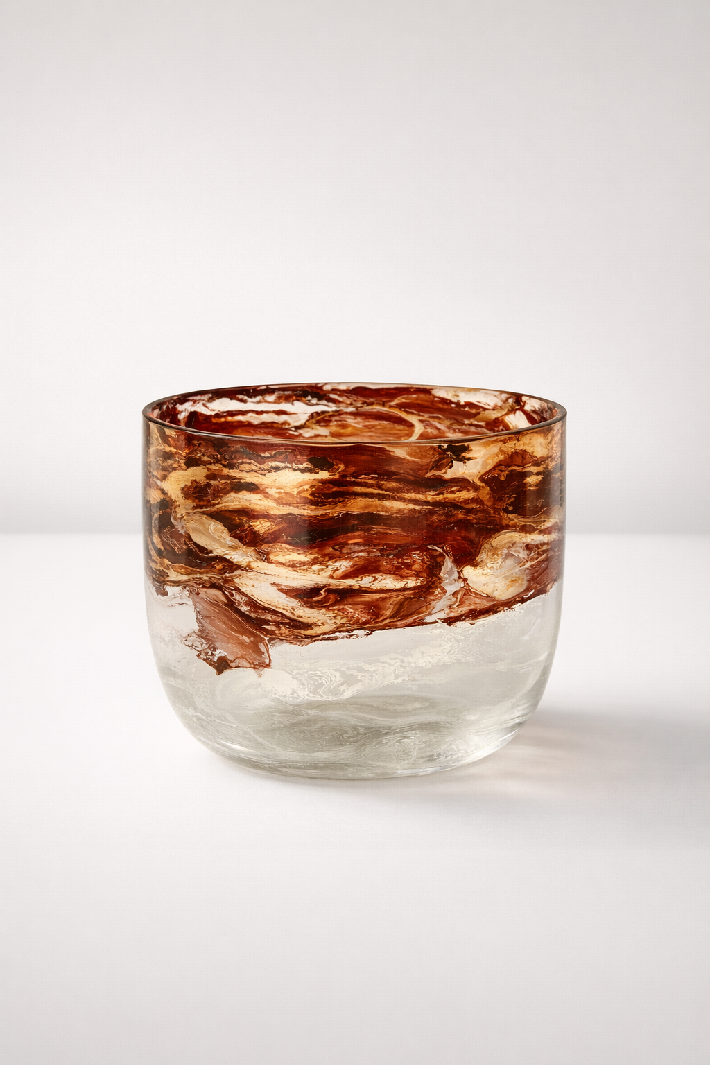 Brown, Gold & White Glass Vase