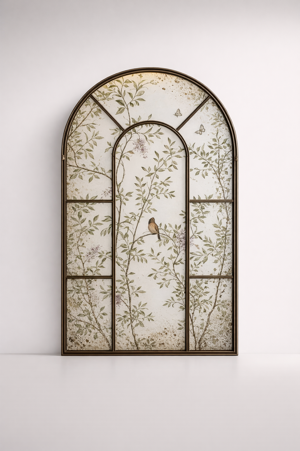Cathedral Brown Metal Chinoiserie Mirror