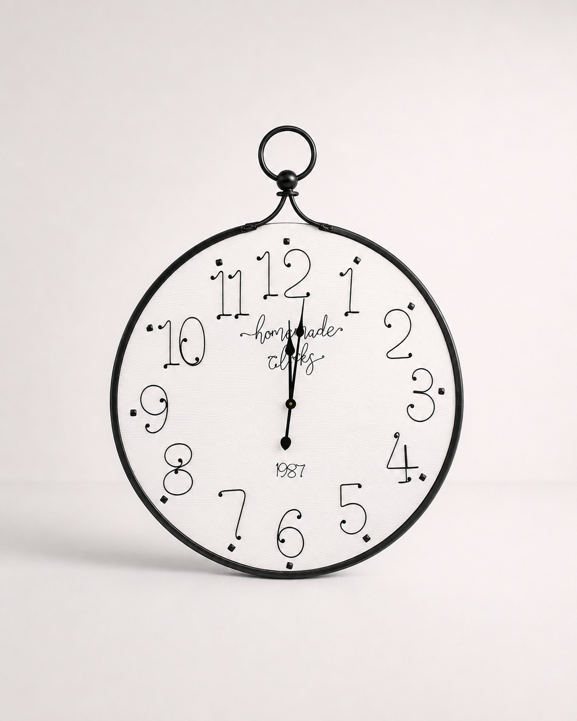 Large Black & White Iron Clock