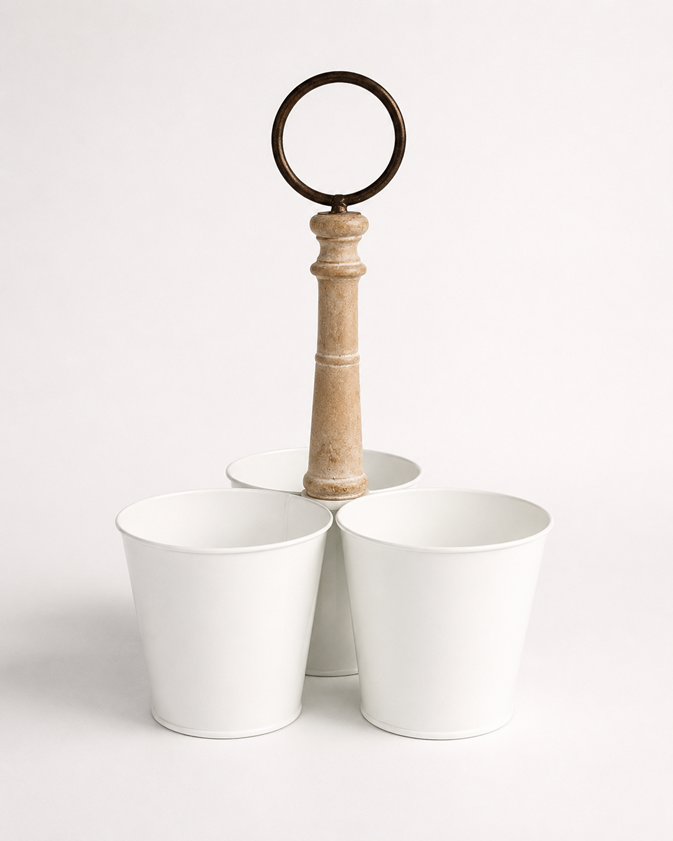 3 Enamel Pails With Handle