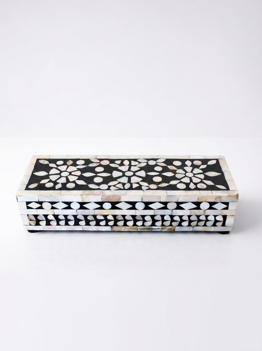 Mother Of Pearl Black Oblong Box