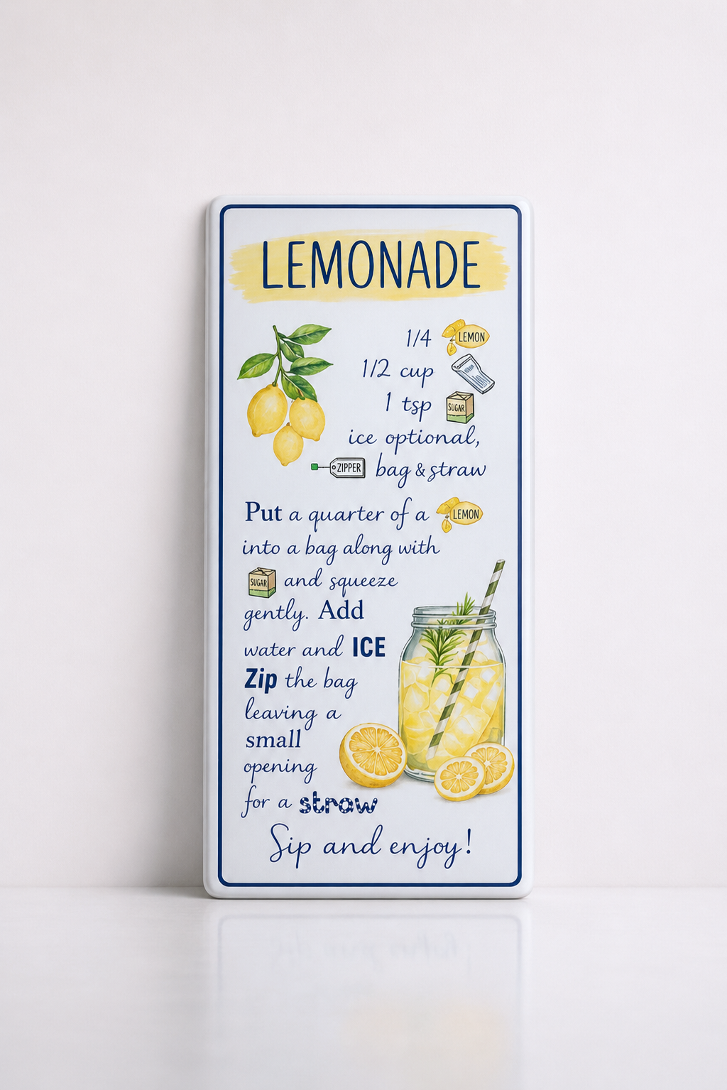 White Enamel Lemonade Plaque