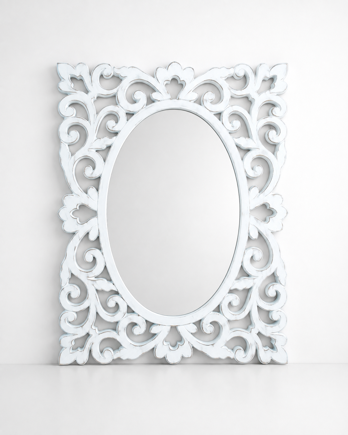 Filigree White Cut-Out Mirror
