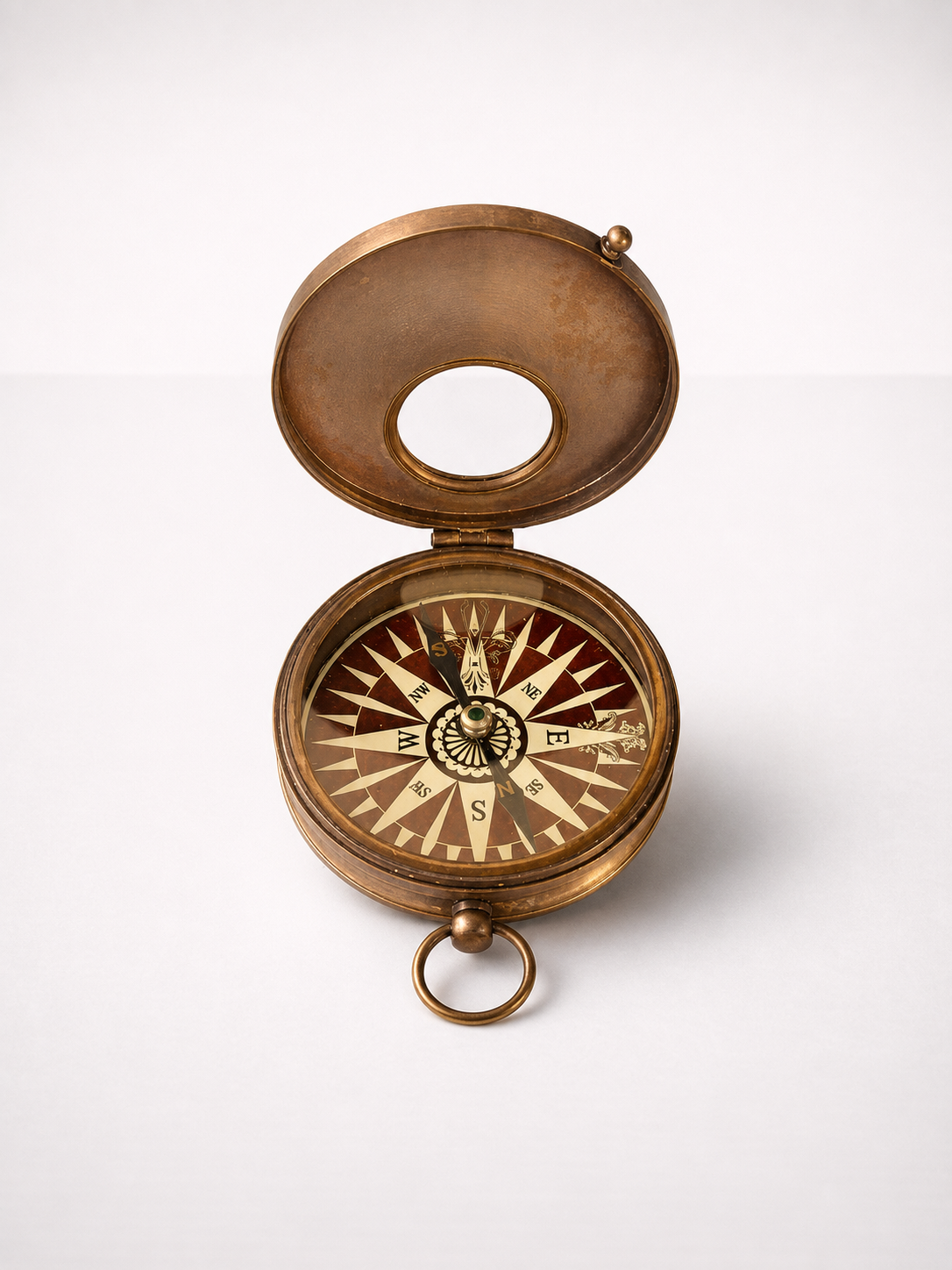 Brass Compass With See Through Lid