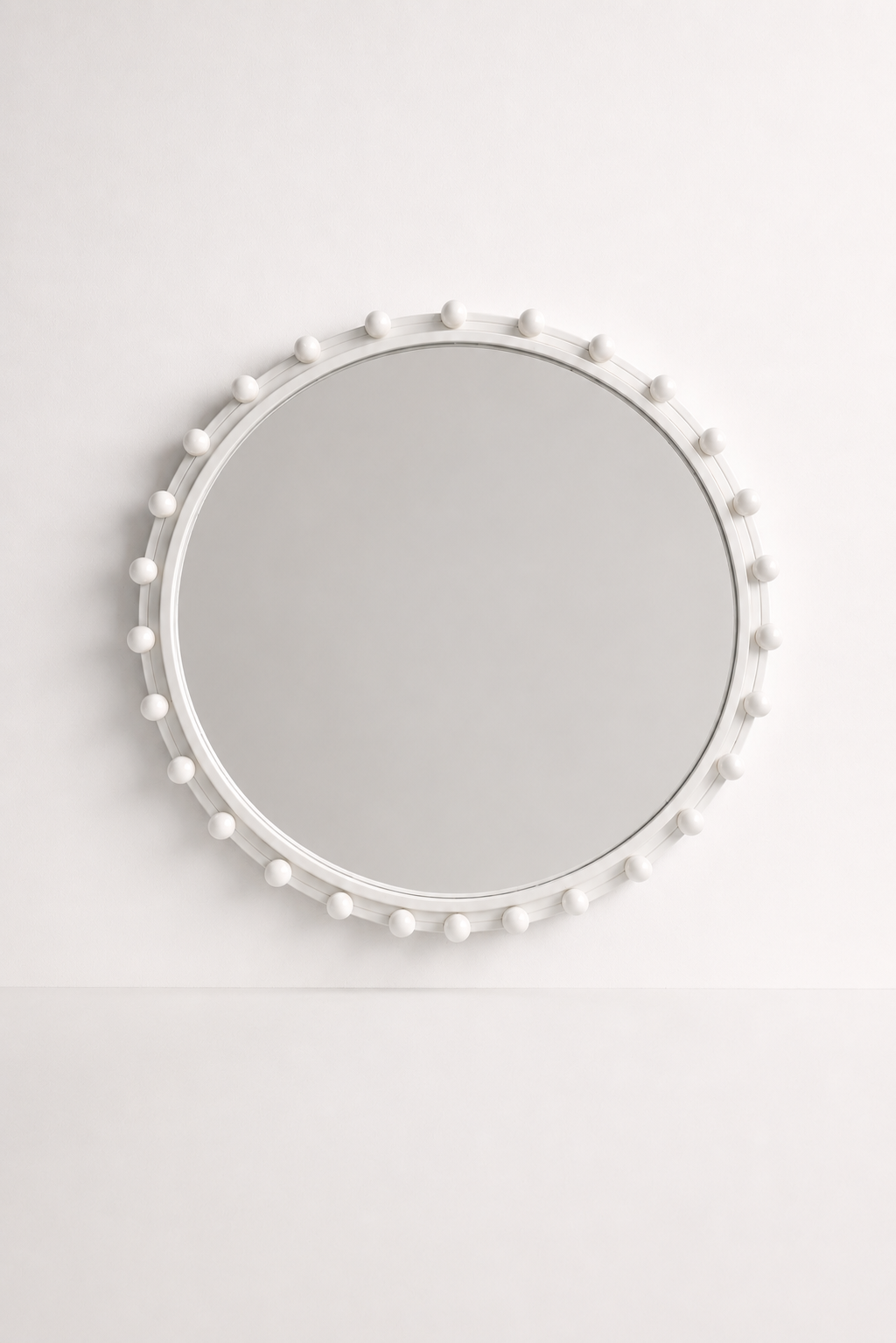 Round Off White Mirror With Bobble Edge