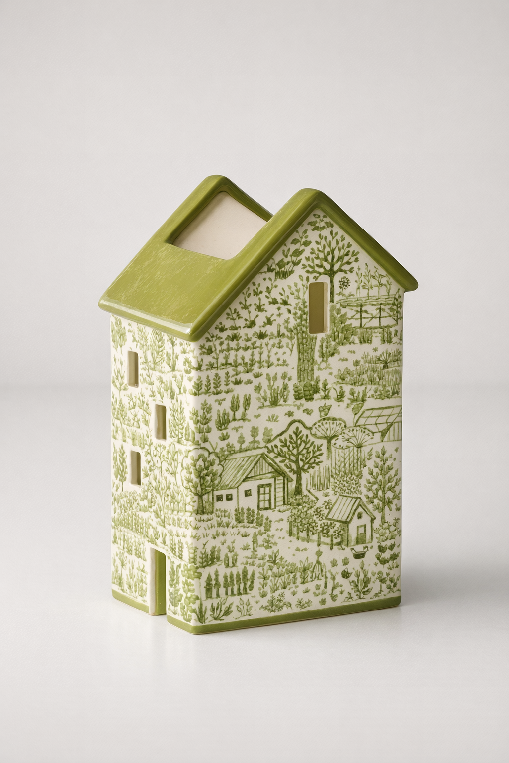 Green & White House Vase Village Design