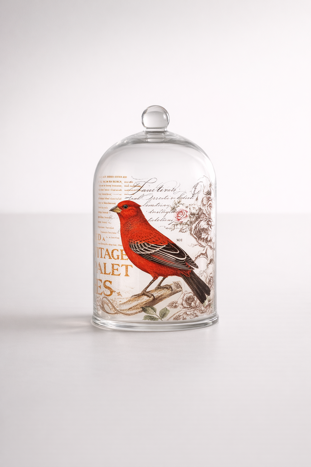 Red Bird Glass Dome