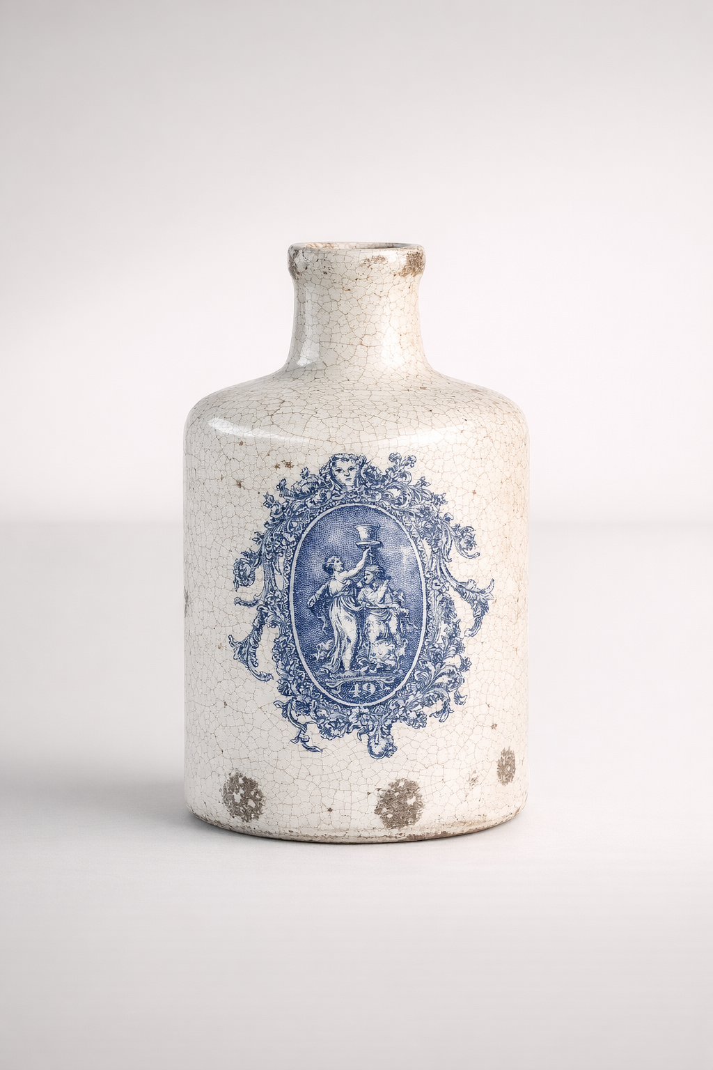 Blue & White Distressed Bottle