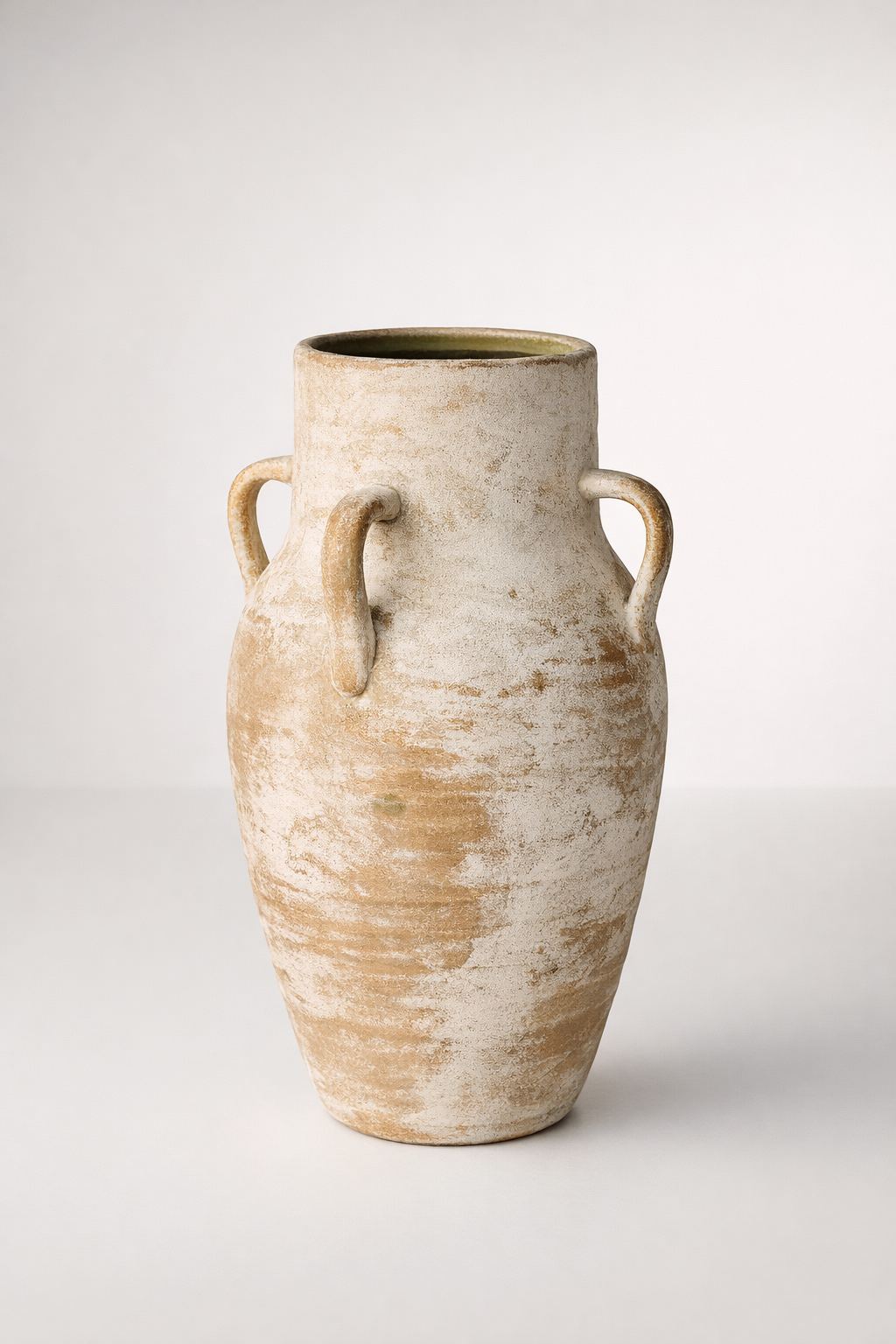 Tall Large 4 Handle Distressed Cement Urn