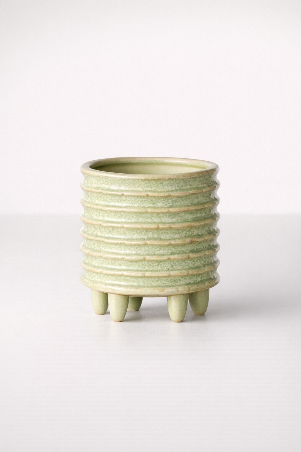 Aqua Green Ceramic Planter On Feet