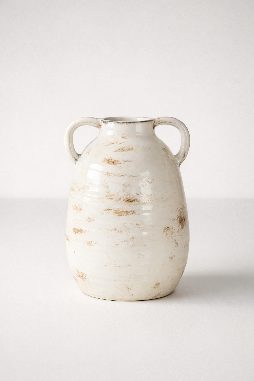 Cream Ceramic Vase With 2 Handles
