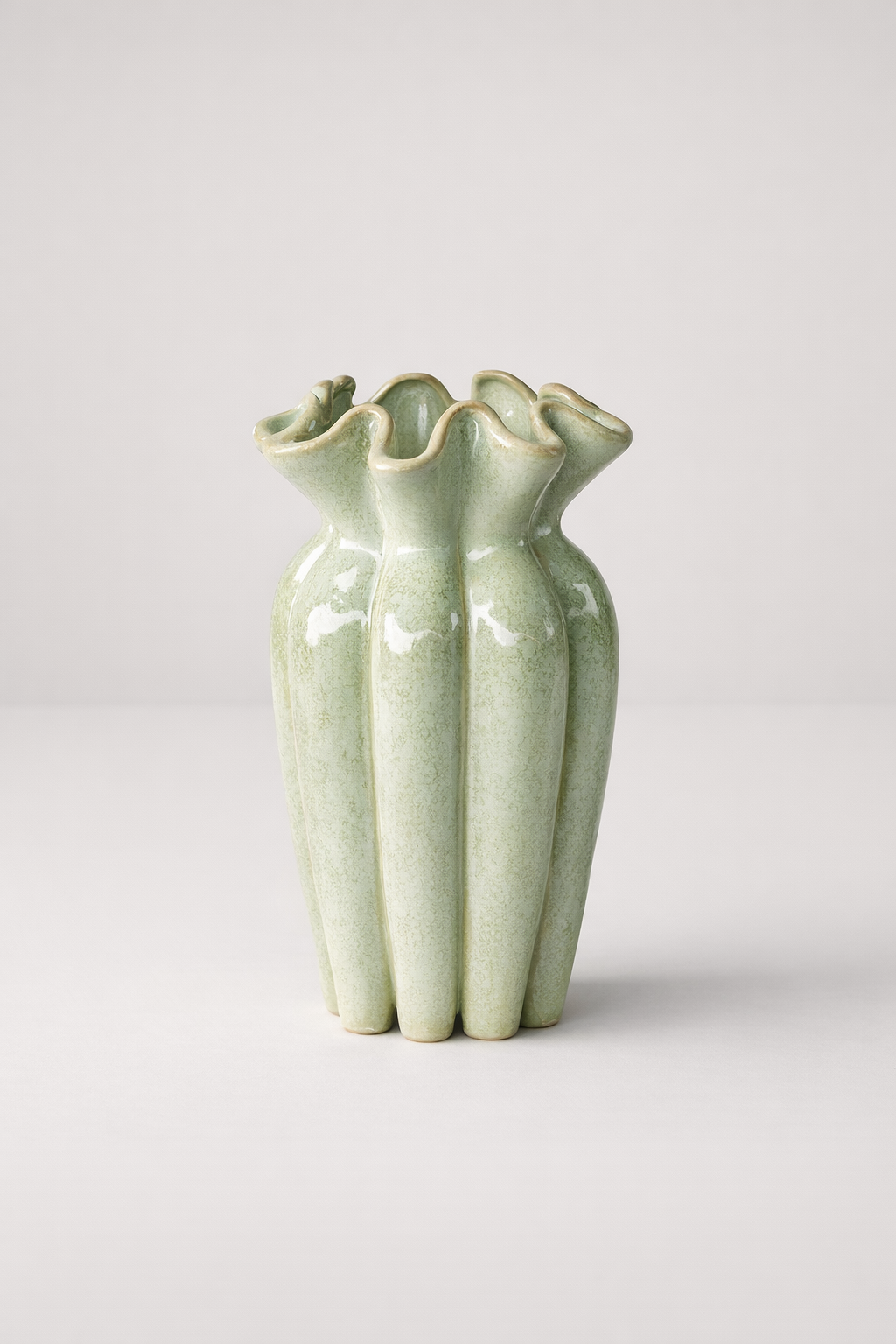 Aqua Green Fluted Ceramic Vase