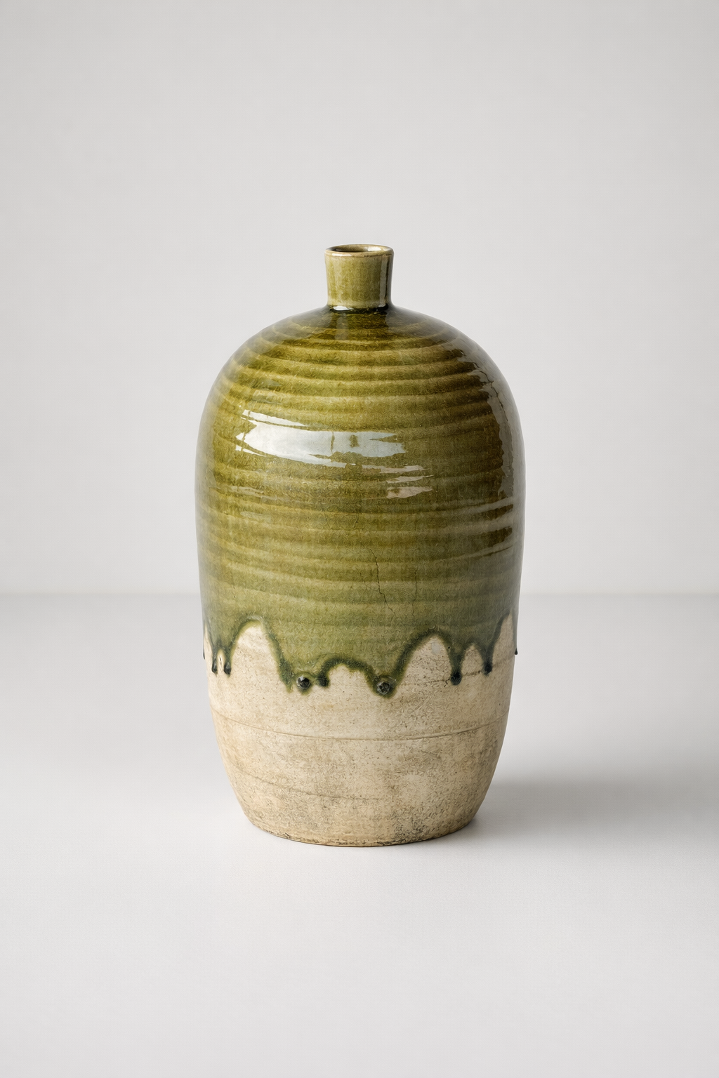 Large Green & Natural Jar