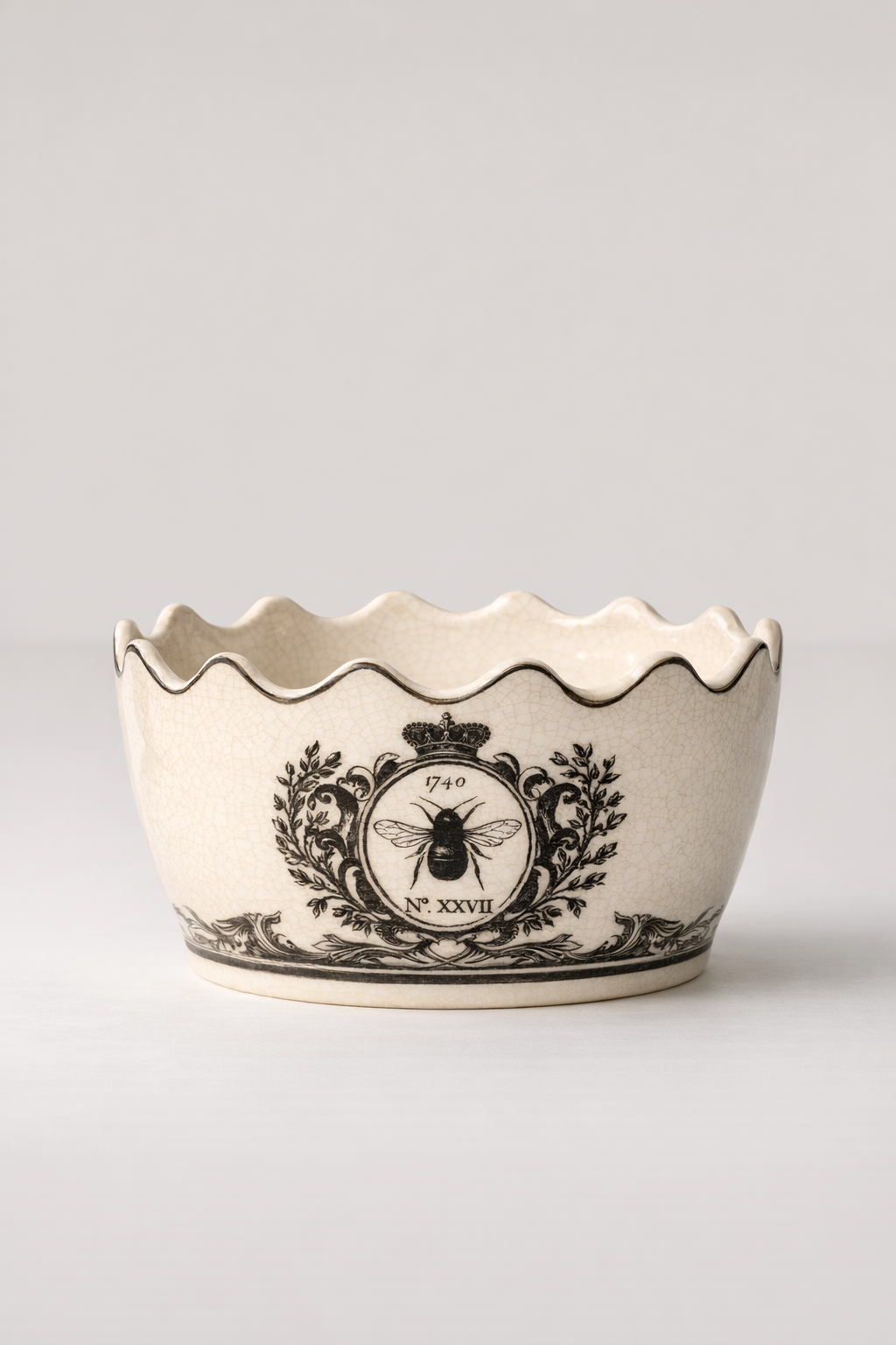 Small Black & White Bee Crown Planter