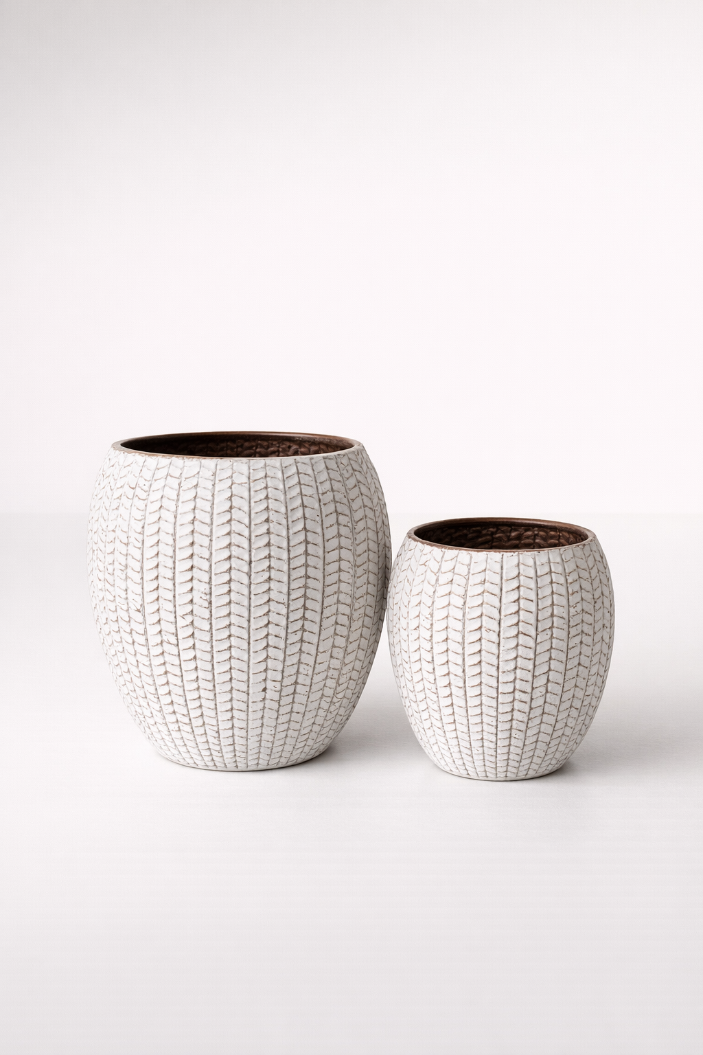 Set Of 2 White Metal Planters