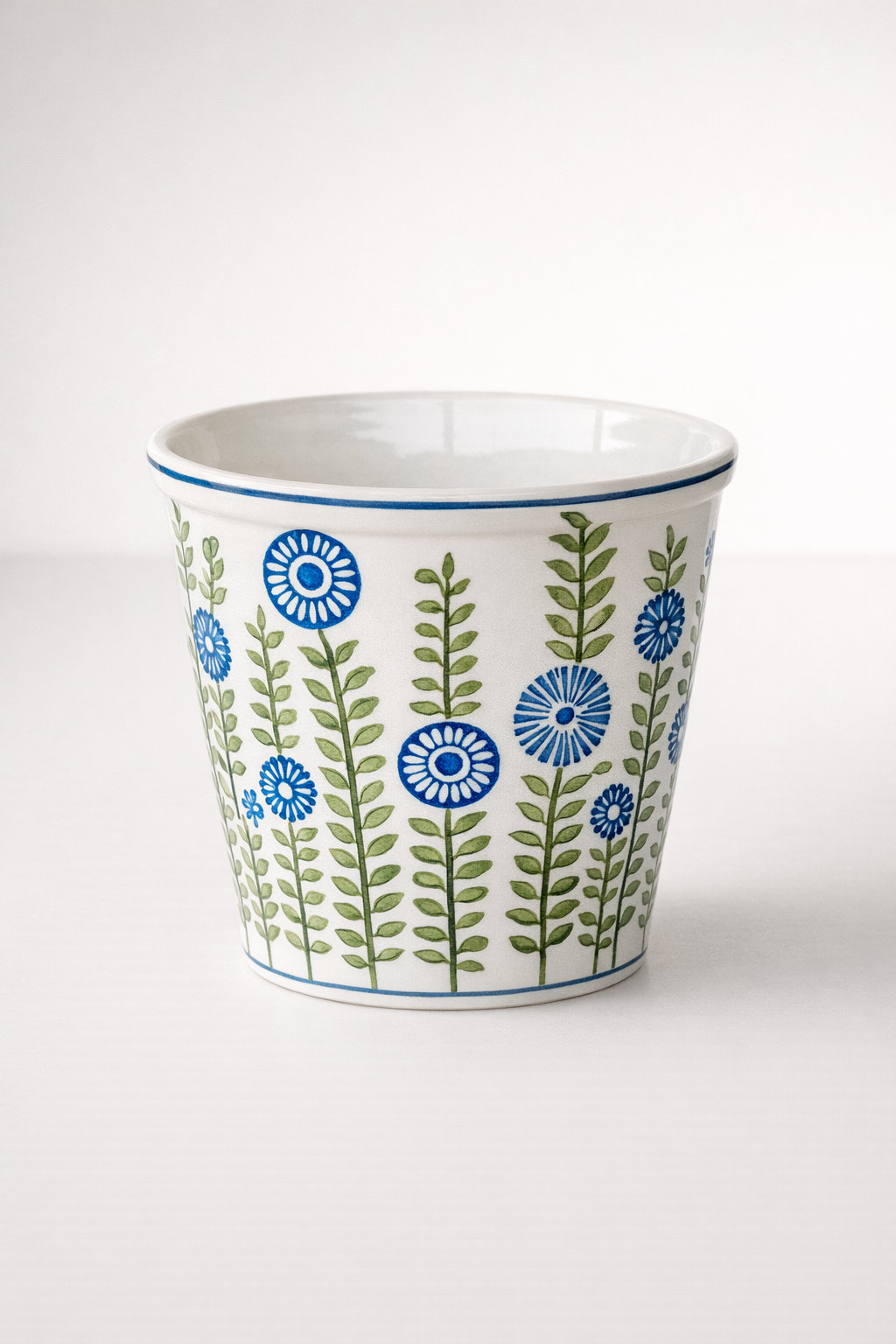 Blue & Green Sunflower Round Planter