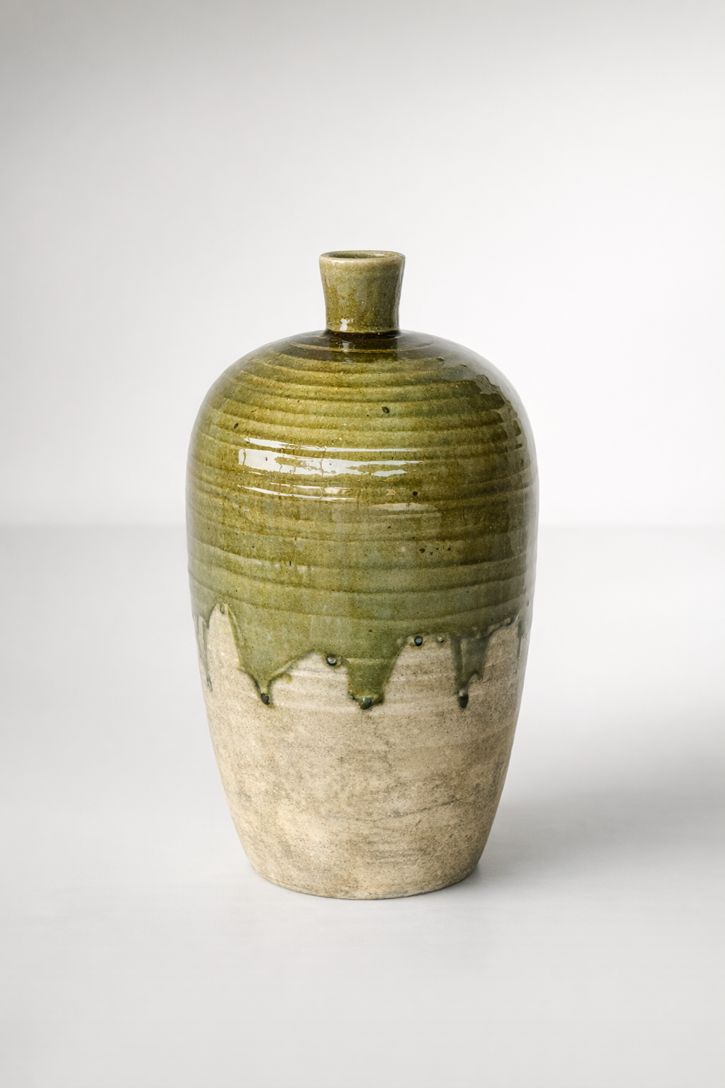 Extra Large Green & Natural Jar