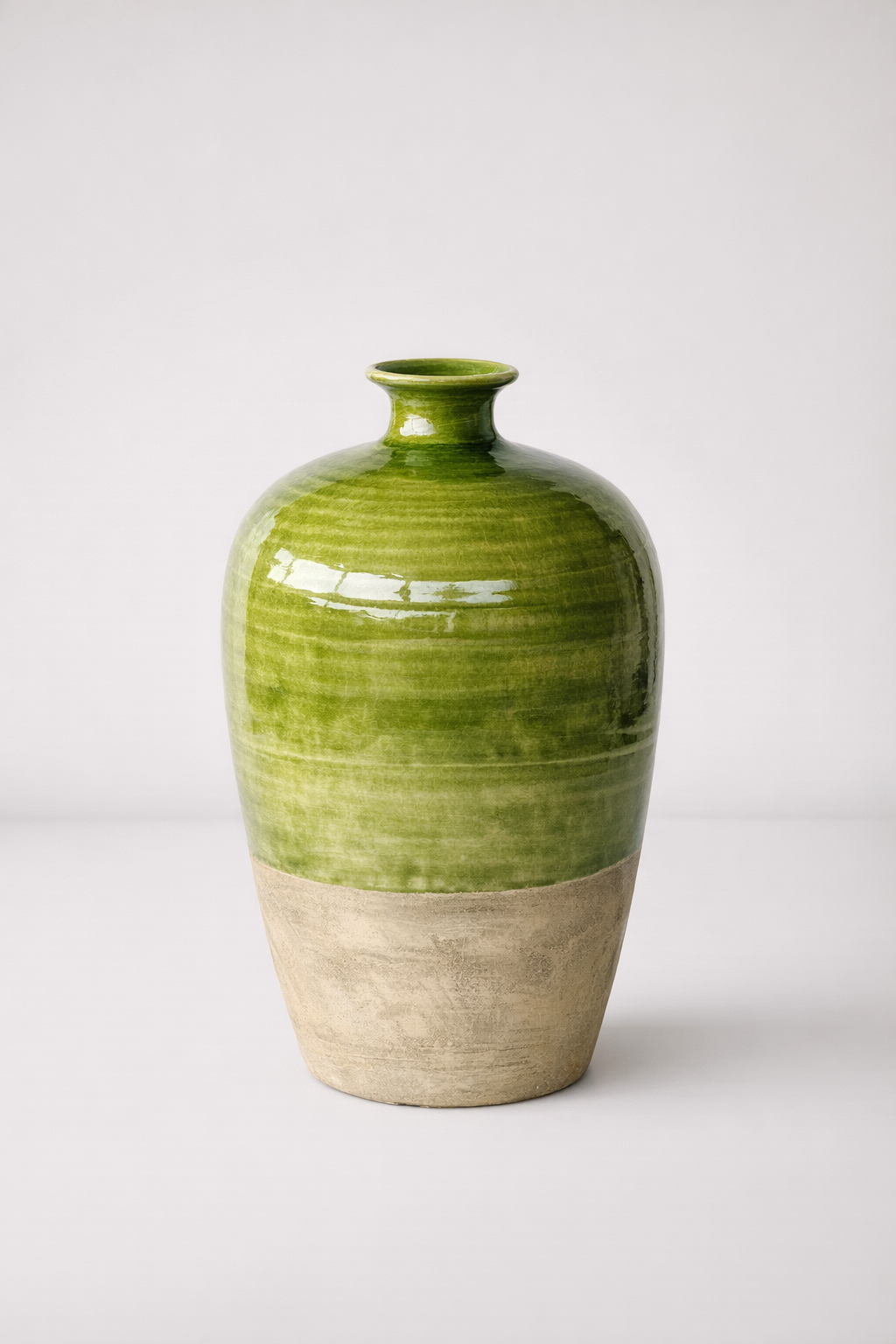 Large Green & Natural Jar