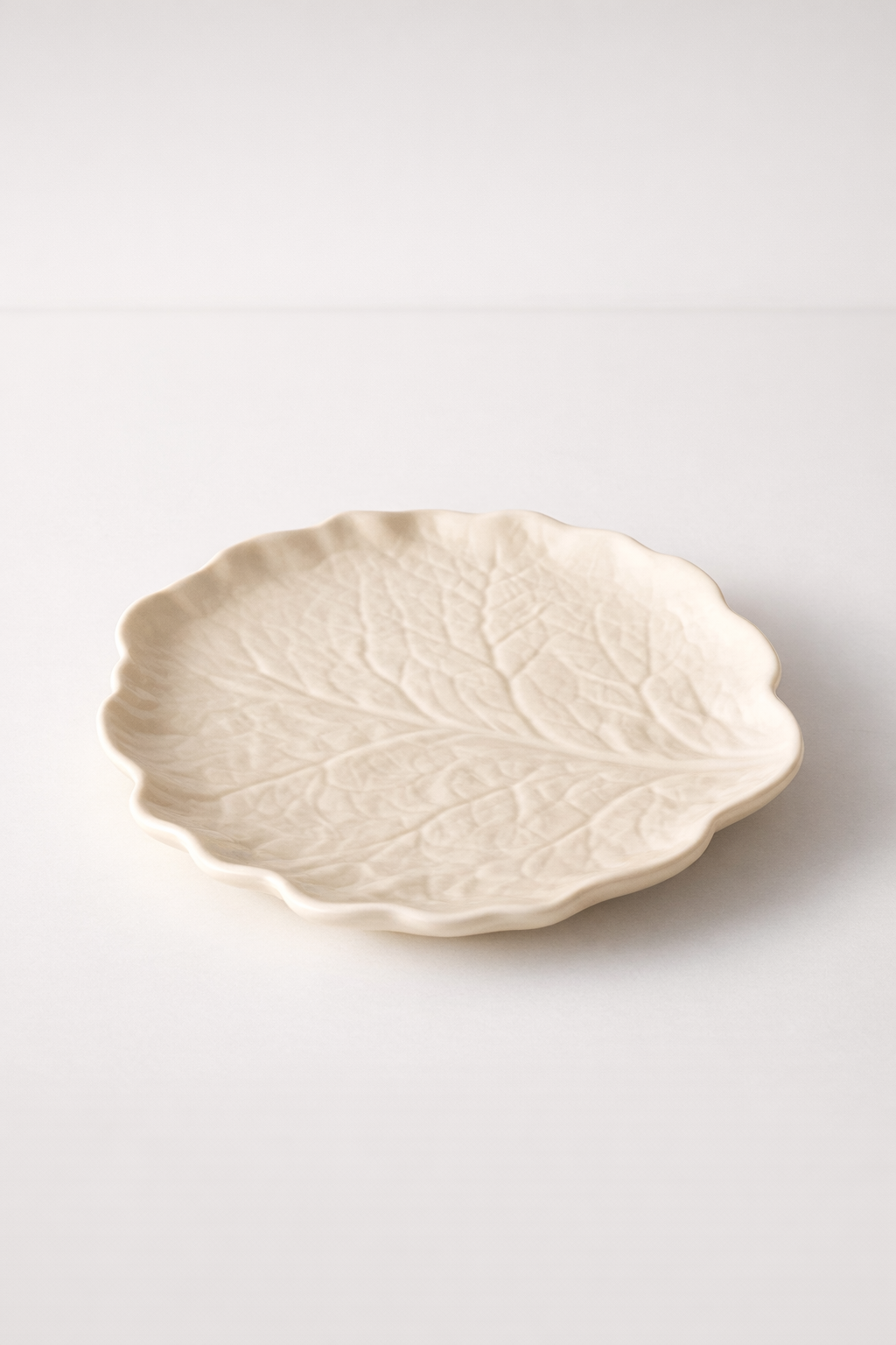 Medium White Shaped Cabbage Plate