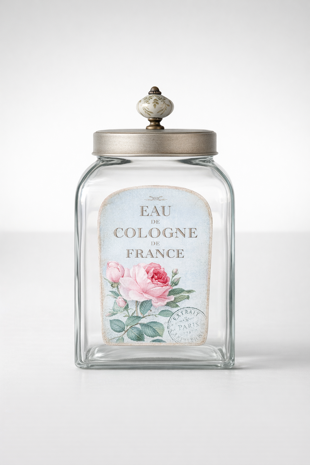 Square Glass Jar With Silver Lid