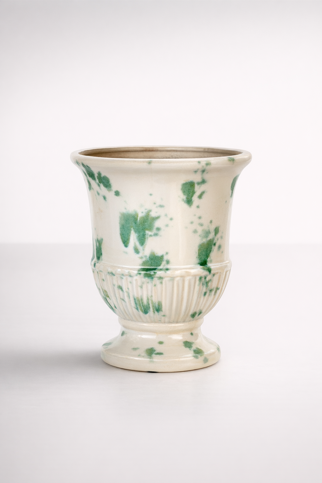Cream Ceramic Urn Green Speckle