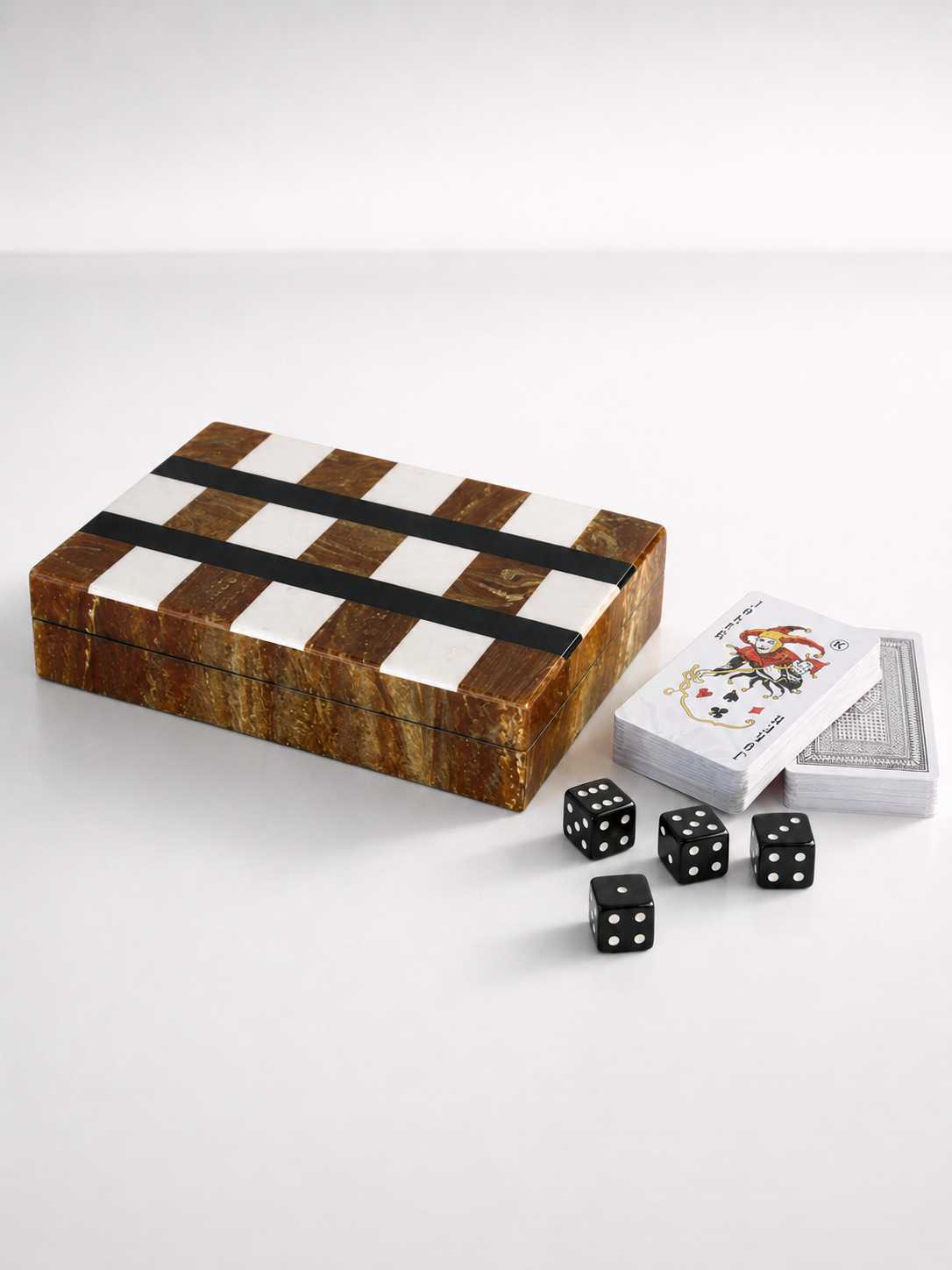 Black, White & Brown Card & Dice Box