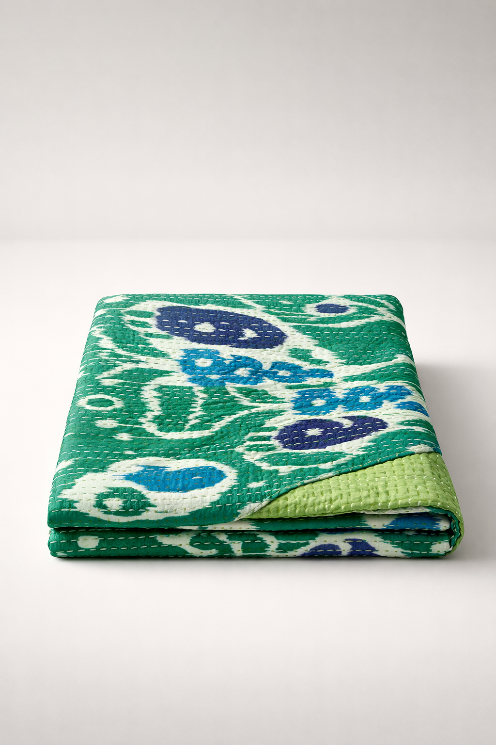 Ikat Green & Blue Cotton Throw