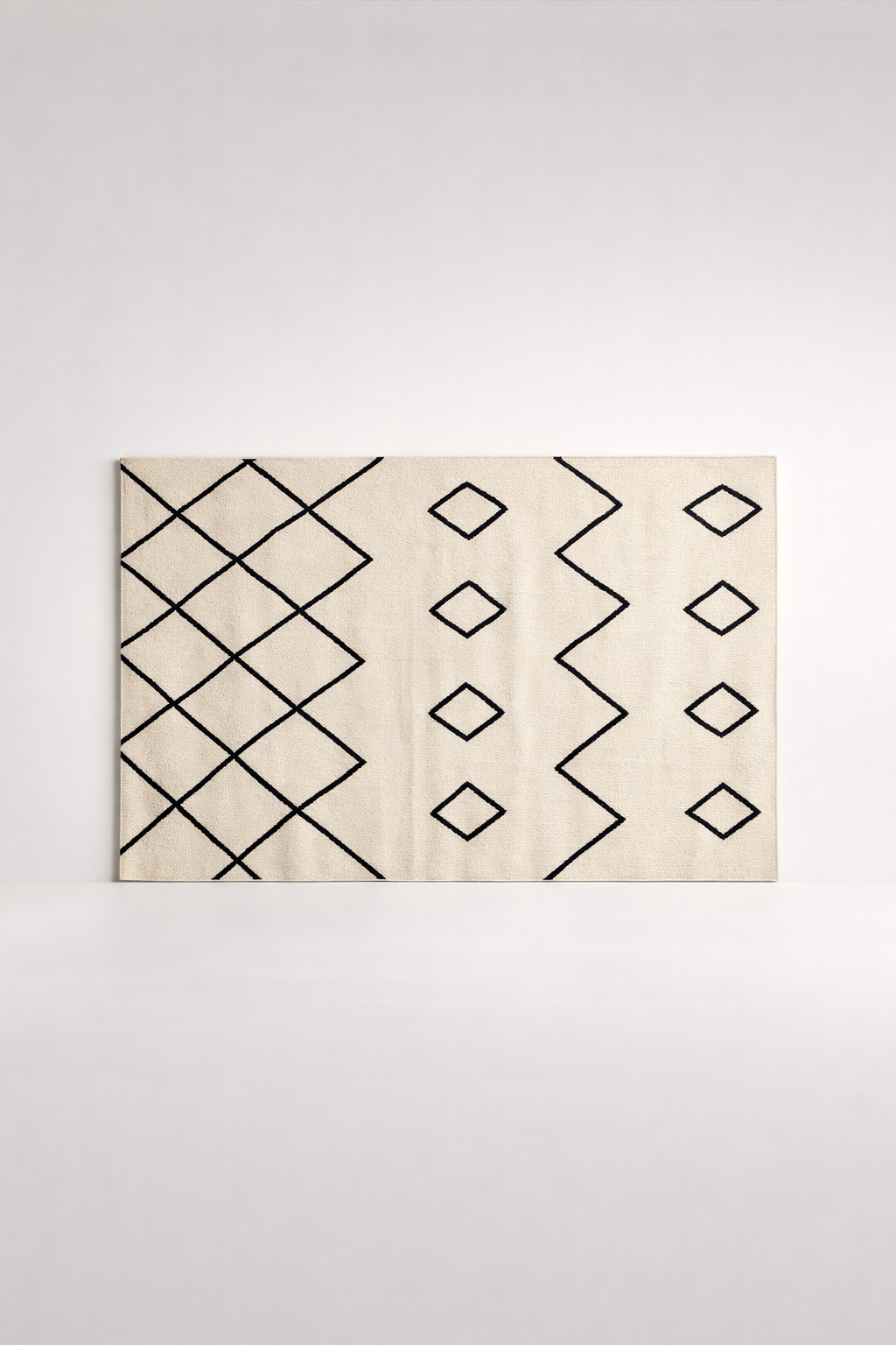 Berber Black On White Rug
