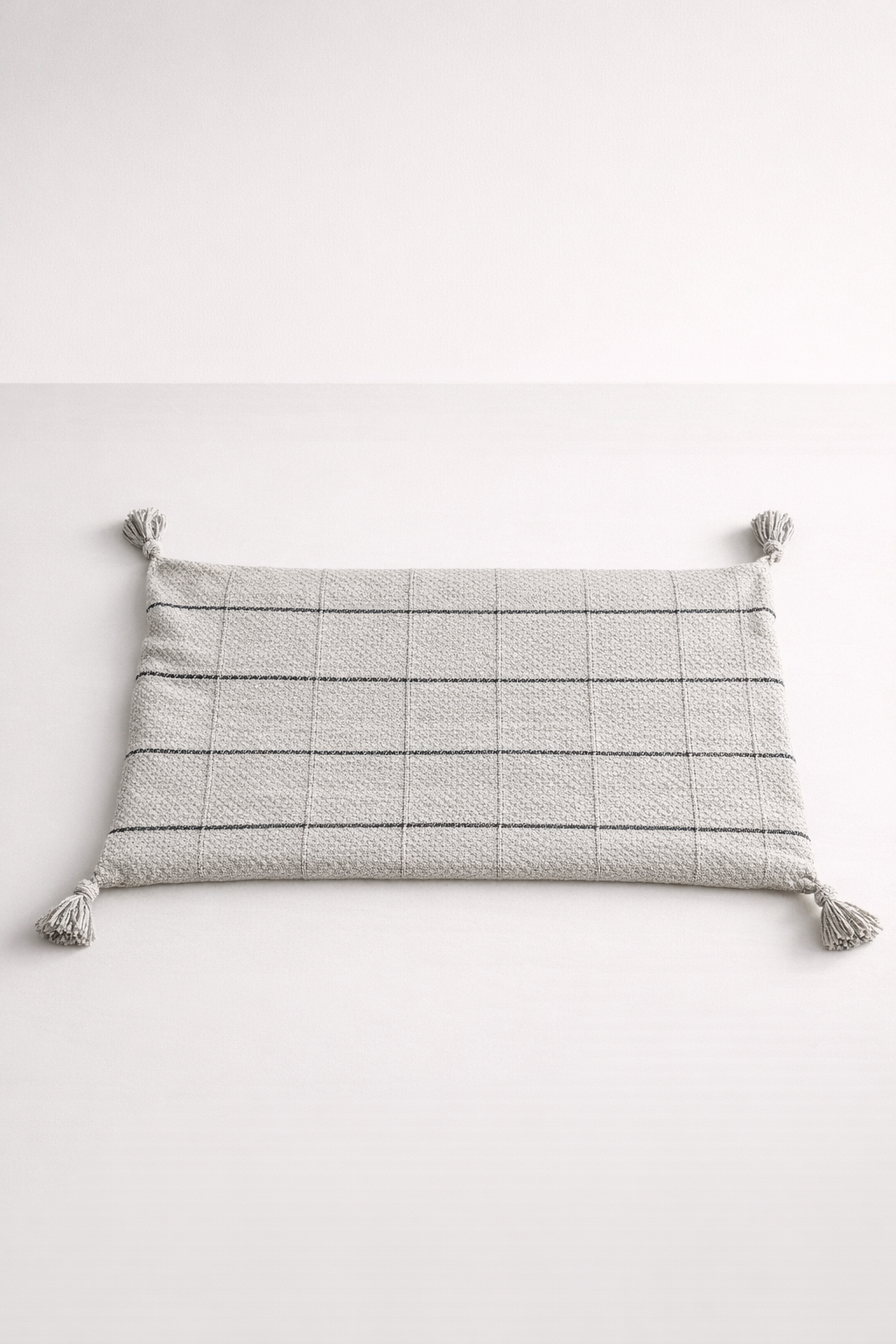 Charcoal & Grey Knitted Throw With Tassels
