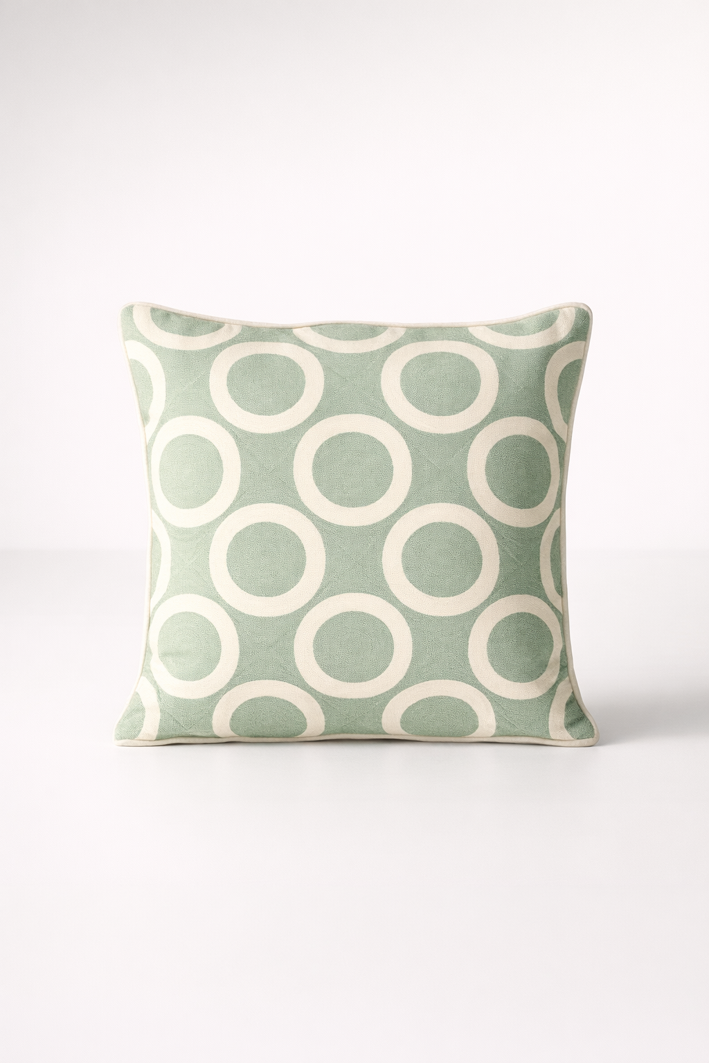 Duck Egg Blue Circles Cushion With Inner